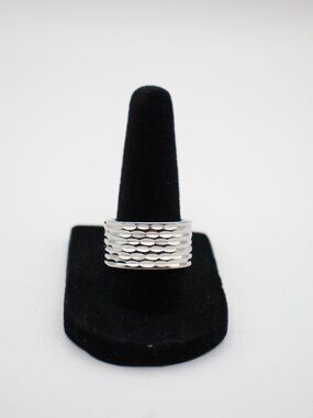 Men's Stainless Steel Simple Hammered Surface Wedding Band Ring Sz 9